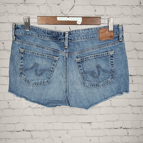 AG Adriano Goldshmied Blue The Bonnie Relaxed Denim Jean Cut Off Shorts Size 32 - Picture 2 of 11